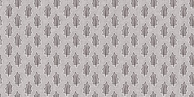 Fransız gri botanik yaprağı, iki tonluk kır evi motifli dikişsiz sınır. Basit bir kırsal kumaş tekstil etkisi. İlkel, eski püskü, şık mutfak bezi tasarımı..