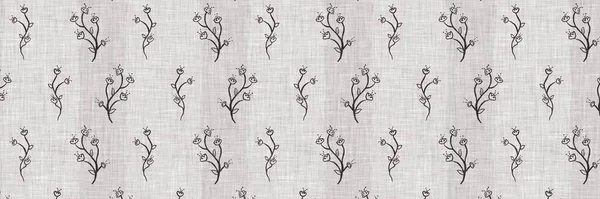 Fransız gri botanik yaprağı keten kenar desenli ve 2 renkli kır evi motifli. Basit bir kırsal kumaş tekstil etkisi. İlkel, eski püskü, şık mutfak bezi tasarımı..