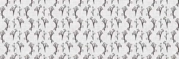 Fransız gri botanik yaprağı keten kenar desenli ve 2 renkli kır evi motifli. Basit bir kırsal kumaş tekstil etkisi. İlkel, eski püskü, şık mutfak bezi tasarımı..
