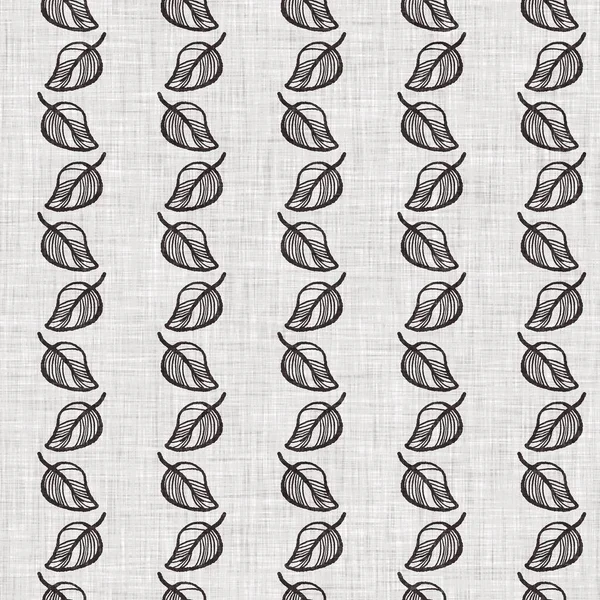 Fransız gri botanik yapraklı keten desenli, 2 tonluk kır evi motifli. Basit bir kırsal kumaş tekstil etkisi. İlkel, eski püskü, şık mutfak bezi tasarımı..