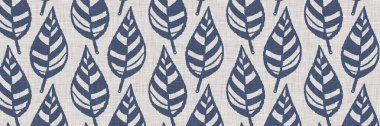 Fransız mavi botanik yaprağı, iki tonluk kır evi motifli, dikişsiz sınır. Basit bir kırsal kumaş tekstil etkisi. İlkel, eski püskü, şık mutfak bezi tasarımı..