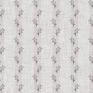 Fransız gri botanik yapraklı keten desenli, 2 tonluk kır evi motifli. Basit bir kırsal kumaş tekstil etkisi. İlkel, eski püskü, şık mutfak bezi tasarımı..