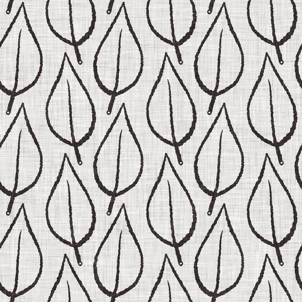 Fransız gri botanik yapraklı keten desenli, 2 tonluk kır evi motifli. Basit bir kırsal kumaş tekstil etkisi. İlkel, eski püskü, şık mutfak bezi tasarımı..