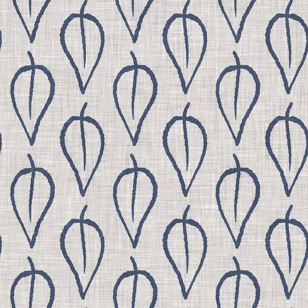 Fransız mavi botanik yaprağı keten desenli ve 2 tonluk kır evi motifli. Basit bir kırsal kumaş tekstil etkisi. İlkel, eski püskü, şık mutfak bezi tasarımı..