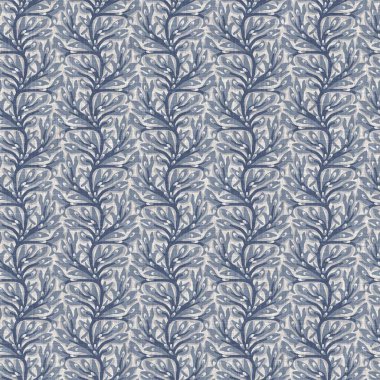 Fransız mavi botanik yaprağı keten desenli ve 2 tonluk kır evi motifli. Basit bir kırsal kumaş tekstil etkisi. İlkel, eski püskü, şık mutfak bezi tasarımı..