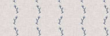 Fransız mavi botanik yaprağı, iki tonluk kır evi motifli, dikişsiz sınır. Basit bir kırsal kumaş tekstil etkisi. İlkel, eski püskü, şık mutfak bezi tasarımı..