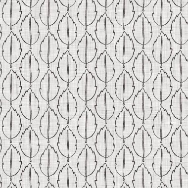 Fransız gri botanik yapraklı keten desenli, 2 tonluk kır evi motifli. Basit bir kırsal kumaş tekstil etkisi. İlkel, eski püskü, şık mutfak bezi tasarımı..