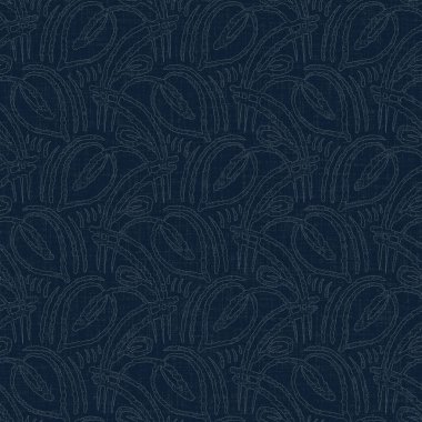 Koyu mavi yaprak boya bloğu deseni. Japon erkeksi boro etkisi kusursuz tekstil arka planı. Ses tonu bozuk wabi sabi nakış stili 