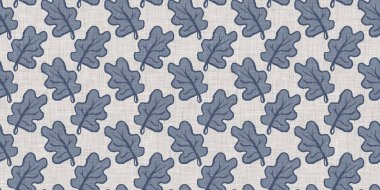 Fransız mavi botanik yaprağı, iki tonluk kır evi motifli, dikişsiz sınır. Basit bir kırsal kumaş tekstil etkisi. İlkel, eski püskü, şık mutfak bezi tasarımı..