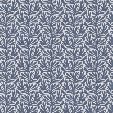 Fransız mavi botanik yaprağı keten desenli ve 2 tonluk kır evi motifli. Basit bir kırsal kumaş tekstil etkisi. İlkel, eski püskü, şık mutfak bezi tasarımı..