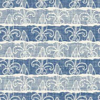 Hassas Fransız dantel efekti. Kusursuz çizgili desen. Süslü Provence tarzı dantelli kır evi dekorasyonu. Kırsal, modern, pejmürde, şık tasarım için keten kumaş duvar kağıdı..