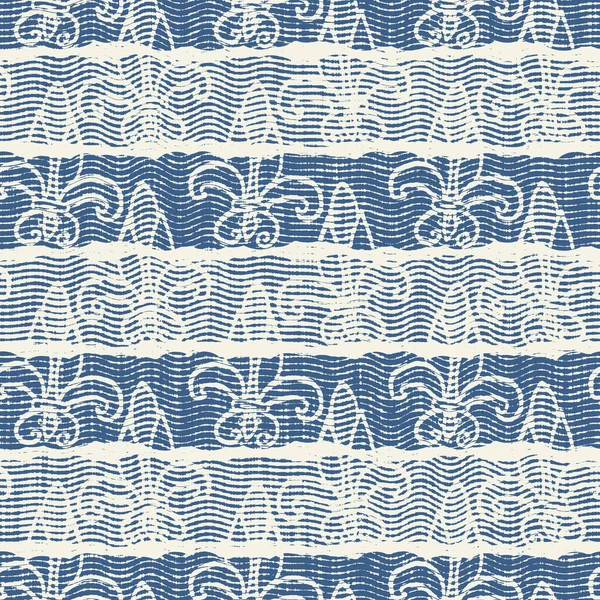 Hassas Fransız dantel efekti. Kusursuz çizgili desen. Süslü Provence tarzı dantelli kır evi dekorasyonu. Kırsal, modern, pejmürde, şık tasarım için keten kumaş duvar kağıdı..