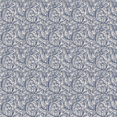 Fransız mavi botanik yaprağı keten desenli ve 2 tonluk kır evi motifli. Basit bir kırsal kumaş tekstil etkisi. İlkel, eski püskü, şık mutfak bezi tasarımı..