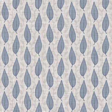 Fransız mavi botanik yaprağı keten desenli ve 2 tonluk kır evi motifli. Basit bir kırsal kumaş tekstil etkisi. İlkel, eski püskü, şık mutfak bezi tasarımı..