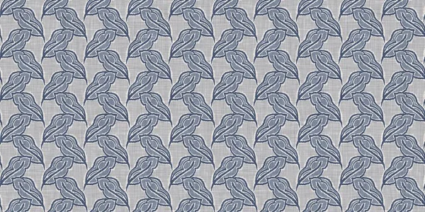 Fransız mavi botanik yaprağı, iki tonluk kır evi motifli, dikişsiz sınır. Basit bir kırsal kumaş tekstil etkisi. İlkel, eski püskü, şık mutfak bezi tasarımı..