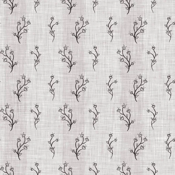 Fransız gri botanik yapraklı keten desenli, 2 tonluk kır evi motifli. Basit bir kırsal kumaş tekstil etkisi. İlkel, eski püskü, şık mutfak bezi tasarımı..