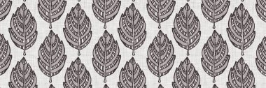 Fransız gri botanik yaprağı keten kenar desenli ve 2 renkli kır evi motifli. Basit bir kırsal kumaş tekstil etkisi. İlkel, eski püskü, şık mutfak bezi tasarımı..