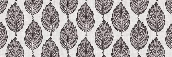 Fransız gri botanik yaprağı keten kenar desenli ve 2 renkli kır evi motifli. Basit bir kırsal kumaş tekstil etkisi. İlkel, eski püskü, şık mutfak bezi tasarımı..