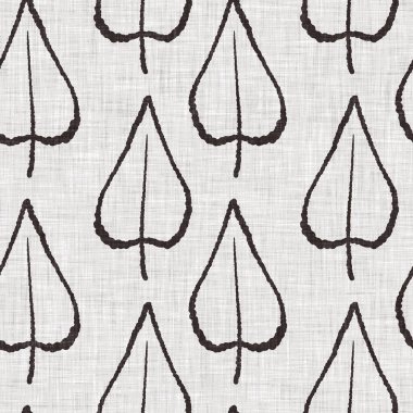 Fransız gri botanik yapraklı keten desenli, 2 tonluk kır evi motifli. Basit bir kırsal kumaş tekstil etkisi. İlkel, eski püskü, şık mutfak bezi tasarımı..