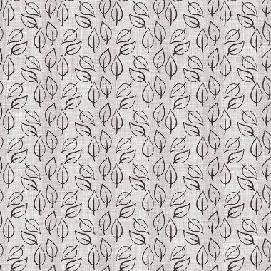 Fransız gri botanik yapraklı keten desenli, 2 tonluk kır evi motifli. Basit bir kırsal kumaş tekstil etkisi. İlkel, eski püskü, şık mutfak bezi tasarımı..