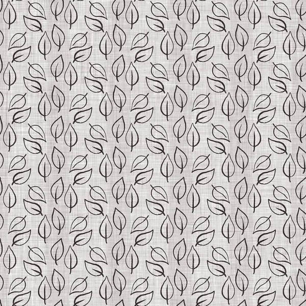 Fransız gri botanik yapraklı keten desenli, 2 tonluk kır evi motifli. Basit bir kırsal kumaş tekstil etkisi. İlkel, eski püskü, şık mutfak bezi tasarımı..