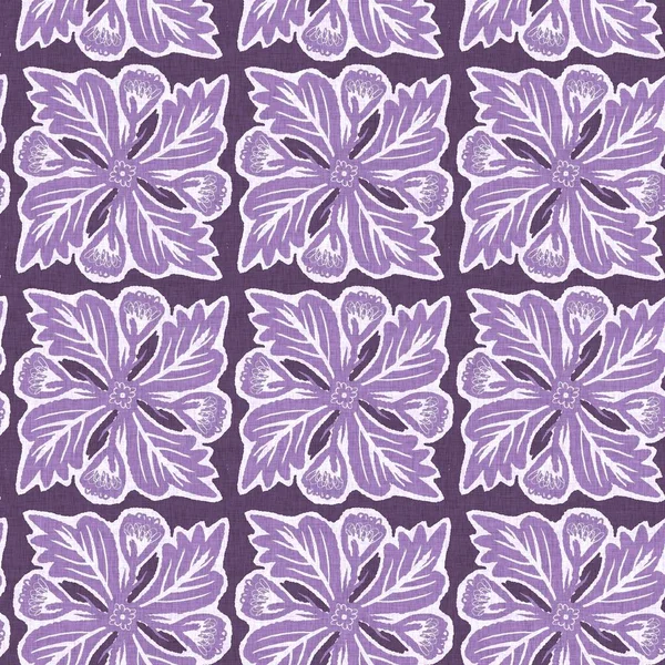 Geschlechtsneutrale lila Blume nahtlosen Raster Hintergrund. Einfaches skurriles 2-Ton-Muster. Kinder Blumen Kinderzimmer Tapete oder scandi ganz über Druck. — Stockfoto