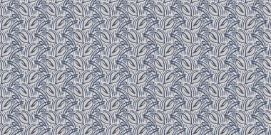 Fransız mavi botanik yaprağı, iki tonluk kır evi motifli, dikişsiz sınır. Basit bir kırsal kumaş tekstil etkisi. İlkel, eski püskü, şık mutfak bezi tasarımı..