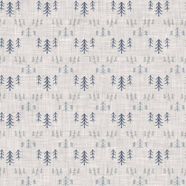 Fransız mavi botanik yaprağı keten desenli ve 2 tonluk kır evi motifli. Basit bir kırsal kumaş tekstil etkisi. İlkel, eski püskü, şık mutfak bezi tasarımı..