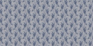 Fransız mavi botanik yaprağı, iki tonluk kır evi motifli, dikişsiz sınır. Basit bir kırsal kumaş tekstil etkisi. İlkel, eski püskü, şık mutfak bezi tasarımı..