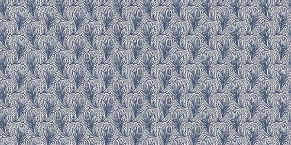 Fransız mavi botanik yaprağı, iki tonluk kır evi motifli, dikişsiz sınır. Basit bir kırsal kumaş tekstil etkisi. İlkel, eski püskü, şık mutfak bezi tasarımı..