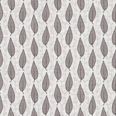 Fransız gri botanik yapraklı keten desenli, 2 tonluk kır evi motifli. Basit bir kırsal kumaş tekstil etkisi. İlkel, eski püskü, şık mutfak bezi tasarımı..