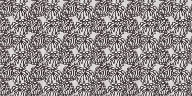 Fransız gri botanik yaprağı, iki tonluk kır evi motifli dikişsiz sınır. Basit bir kırsal kumaş tekstil etkisi. İlkel, eski püskü, şık mutfak bezi tasarımı..