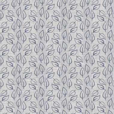 Fransız mavi botanik yaprağı keten desenli ve 2 tonluk kır evi motifli. Basit bir kırsal kumaş tekstil etkisi. İlkel, eski püskü, şık mutfak bezi tasarımı..