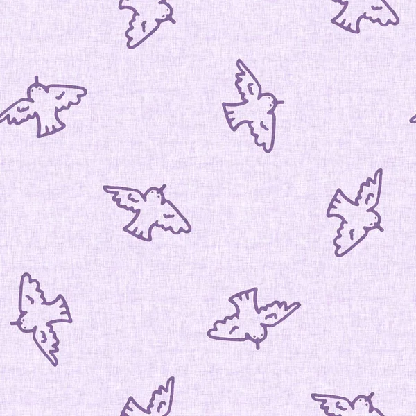 Gender neutral bird in sky seamless raster purple background. Simple whimsical 2 tone pattern. Kids nursery wallpaper or scandi all over print.