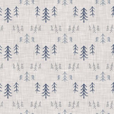 Fransız mavi botanik yaprağı keten desenli ve 2 tonluk kır evi motifli. Basit bir kırsal kumaş tekstil etkisi. İlkel, eski püskü, şık mutfak bezi tasarımı..