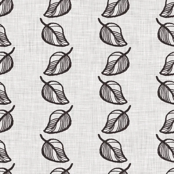 Fransız gri botanik yapraklı keten desenli, 2 tonluk kır evi motifli. Basit bir kırsal kumaş tekstil etkisi. İlkel, eski püskü, şık mutfak bezi tasarımı..