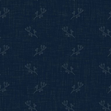 Koyu mavi yaprak boya bloğu deseni. Japon erkeksi boro etkisi kusursuz tekstil arka planı. Ses tonu bozuk wabi sabi nakış stili 