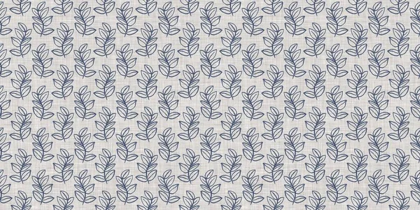 Fransız mavi botanik yaprağı, iki tonluk kır evi motifli, dikişsiz sınır. Basit bir kırsal kumaş tekstil etkisi. İlkel, eski püskü, şık mutfak bezi tasarımı..