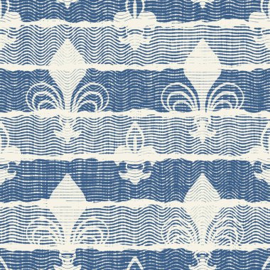 Hassas Fransız dantel efekti. Kusursuz çizgili desen. Süslü Provence tarzı dantelli kır evi dekorasyonu. Kırsal, modern, pejmürde, şık tasarım için keten kumaş duvar kağıdı..