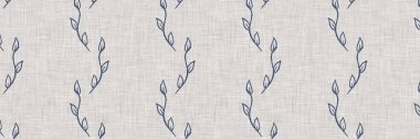 Fransız mavi botanik yaprağı, iki tonluk kır evi motifli, dikişsiz sınır. Basit bir kırsal kumaş tekstil etkisi. İlkel, eski püskü, şık mutfak bezi tasarımı..