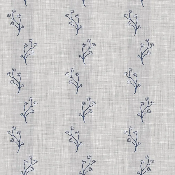 Fransız mavi botanik yaprağı keten desenli ve 2 tonluk kır evi motifli. Basit bir kırsal kumaş tekstil etkisi. İlkel, eski püskü, şık mutfak bezi tasarımı..