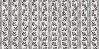 Fransız gri botanik yaprağı, iki tonluk kır evi motifli dikişsiz sınır. Basit bir kırsal kumaş tekstil etkisi. İlkel, eski püskü, şık mutfak bezi tasarımı..