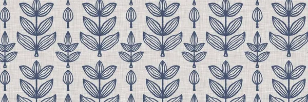 Fransız mavi botanik yaprağı, iki tonluk kır evi motifli, dikişsiz sınır. Basit bir kırsal kumaş tekstil etkisi. İlkel, eski püskü, şık mutfak bezi tasarımı..