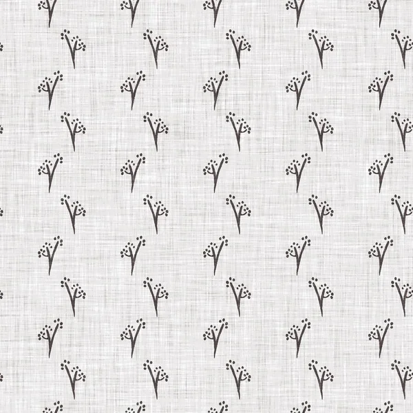 Fransız gri botanik yapraklı keten desenli, 2 tonluk kır evi motifli. Basit bir kırsal kumaş tekstil etkisi. İlkel, eski püskü, şık mutfak bezi tasarımı..