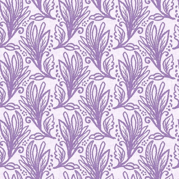 Gender neutral purple flower seamless raster background. Simple whimsical 2 tone pattern. Kids floral nursery wallpaper or scandi all over print. — Stockfoto