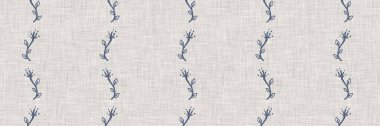 Fransız mavi botanik yaprağı, iki tonluk kır evi motifli, dikişsiz sınır. Basit bir kırsal kumaş tekstil etkisi. İlkel, eski püskü, şık mutfak bezi tasarımı..