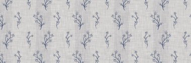 Fransız mavi botanik yaprağı, iki tonluk kır evi motifli, dikişsiz sınır. Basit bir kırsal kumaş tekstil etkisi. İlkel, eski püskü, şık mutfak bezi tasarımı..