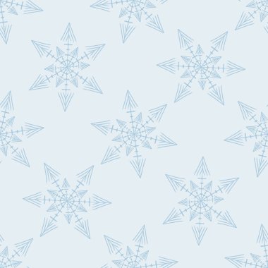 Noel dondurulmuş kar tanesi kusursuz vektör deseni. Ambalaj kağıdı, Xmas ve buzlu duvar kâğıdı için erkeksi bir kar grafiği tasarımı. Tatil eli çizilmiş Aralık yıldızı.