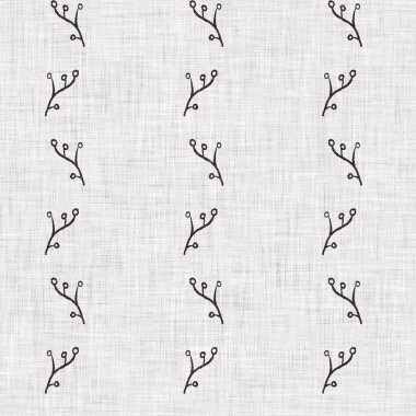 Fransız mavi botanik yaprağı keten desenli ve 2 tonluk kır evi motifli. Basit bir kırsal kumaş tekstil etkisi. İlkel, eski püskü, şık mutfak bezi tasarımı..