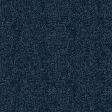 Koyu mavi yaprak boya bloğu deseni. Japon erkeksi boro etkisi kusursuz tekstil arka planı. Ses tonu bozuk wabi sabi nakış stili 